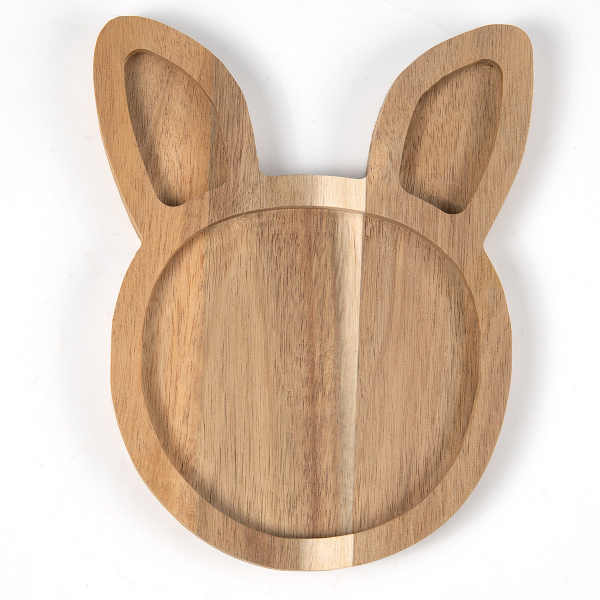 Bunny Ears Acacia Wood Kids Plate – Cute Animal-Shaped Wooden Snack Tray